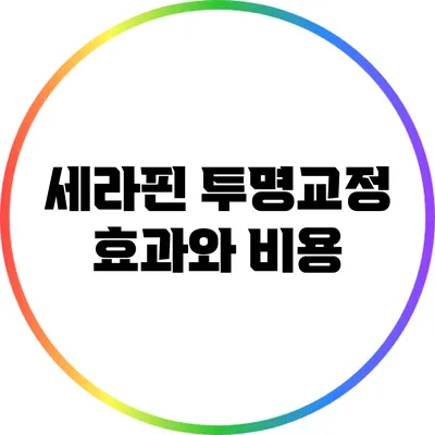 세라핀 투명교정: 효과와 비용