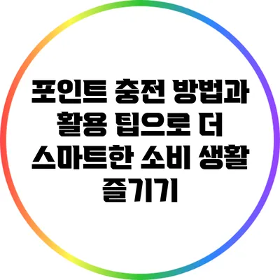 포인트 충전 방법과 활용 팁으로 더 스마트한 소비 생활 즐기기