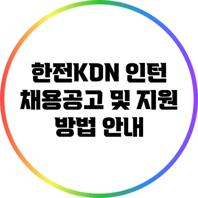 한전KDN 인턴 채용공고 및 지원 방법 안내