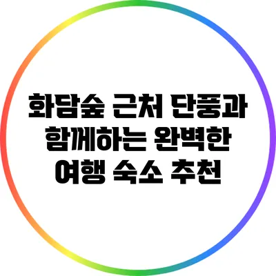 화담숲 근처 단풍과 함께하는 완벽한 여행 숙소 추천