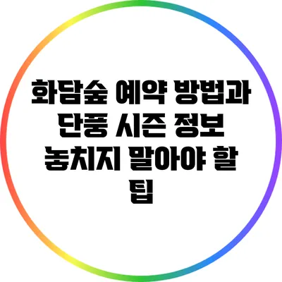 화담숲 예약 방법과 단풍 시즌 정보: 놓치지 말아야 할 팁