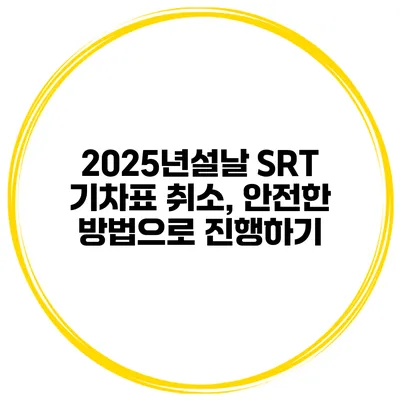2025년설날 SRT 기차표 취소, 안전한 방법으로 진행하기