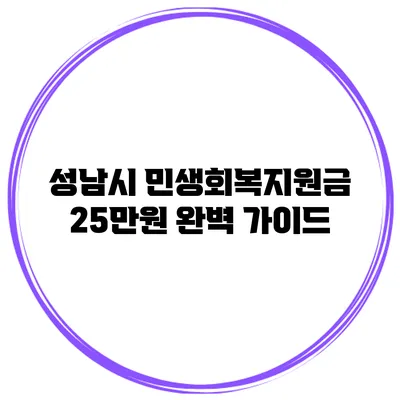 성남시 민생회복지원금 25만원 완벽 가이드