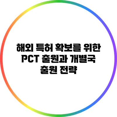 해외 특허 확보를 위한 PCT 출원과 개별국 출원 전략