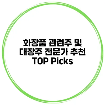 화장품 관련주 및 대장주 전문가 추천 TOP Picks