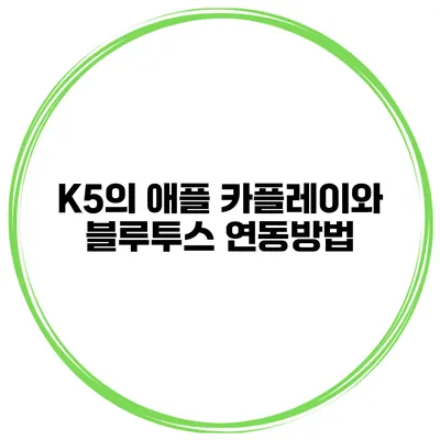 K5의 애플 카플레이와 블루투스 연동방법