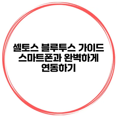 셀토스 블루투스 가이드 스마트폰과 완벽하게 연동하기