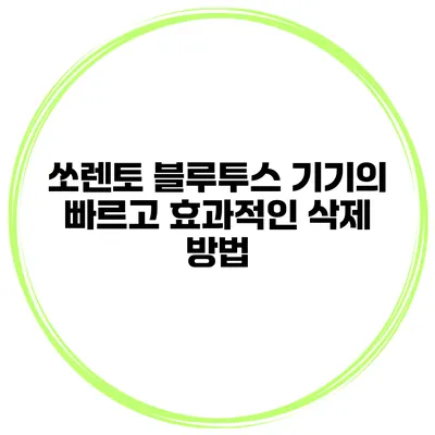 쏘렌토 블루투스 기기의 빠르고 효과적인 삭제 방법