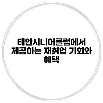 태안시니어클럽에서 제공하는 재취업 기회와 혜택