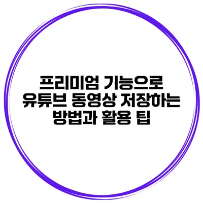 프리미엄 기능으로 유튜브 동영상 저장하는 방법과 활용 팁